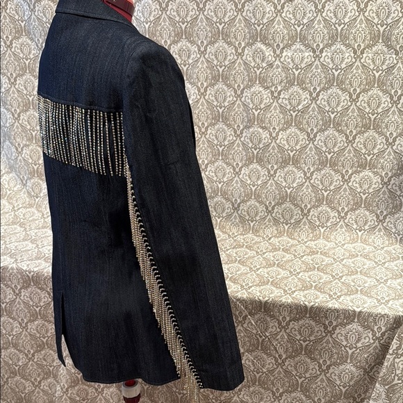 CINQ A SEPT SASHA BLAZER WITH CRYSTAL FRINGE - Picture 4 of 10